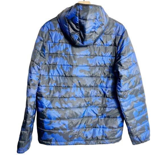 Bench Men Blue Black Puffer Large Zip Up Jacket - Picture 2 of 7